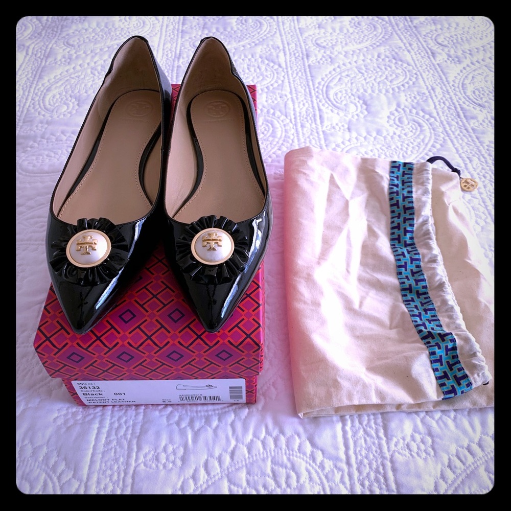 Tory Burch Melody Flat Black Patent